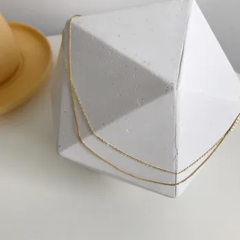 

Popular 925 sterling silver simple double chain choker necklace vintage style golden necklace for women fashion fine jewelry