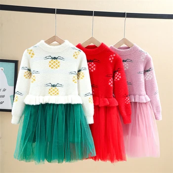 

cute autumn winter sweater girl dress party fashion wedding girl dresses for weddings long sleeve princess girls dress 2019