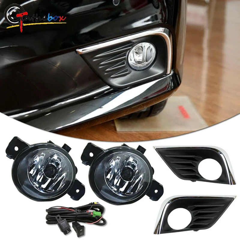 GTinthebox 2pcs 12V Clear Lens Halogen Bulb Fog Lights Lamp Assemblies For 2016-up Nissan Altima