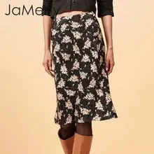 JaMerry, винтажная юбка миди с цветочным принтом, женская элегантная прямая юбка на пуговицах, весна-лето, шикарные женские юбки, нижняя часть
