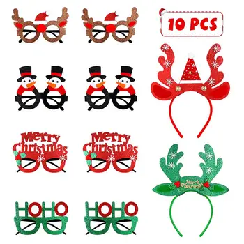 

Christmas Party Decorations Eyewears And Hair Hoops 8 Eyeglasses 2 Headbands Party Decors For Festival Christmas Xmas Party
