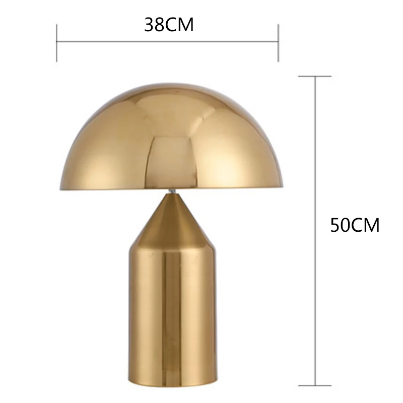 Скандинавская позолоченная настольная лампа, дизайнерская лампа для дома, креативная лампа для спальни, лампа для гостиной, железный гриб, Настольный светильник, светильники - Цвет абажура: Gold large