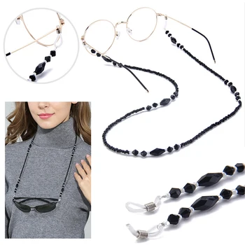 

Fashion Women Eyeglass Chains Black Acrylic Beads Chains Anti-slip Eyewear Cord Holder Neck Strap Reading Glasses Rope