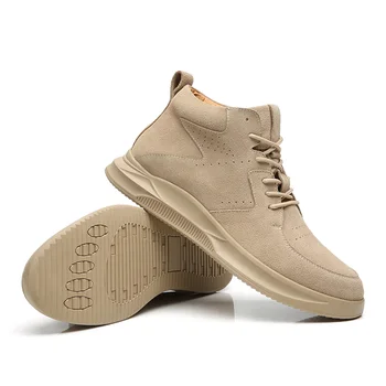 

NXY Men Boots Genuine Leather Suede Ankle Boots Men Autumn Winter Retro Lace Up Round Toe Thick Platform Man Sports Shoes