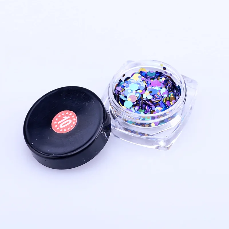 Manicure 12 Color  Flat Dot shape Sequins Paillettes Laser Mixed Round Sequin Metal For Nails Texture Size Mixed Nail Decoration