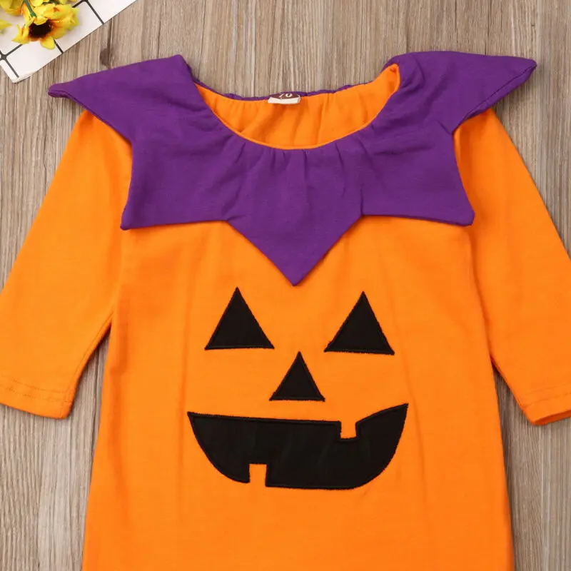 0-24M Newborn Baby Boy Girl Halloween Rompers Cartoon Funny Pumpkin Jumpsuit Long Sleeve Clothes Autumn Baby Costumes