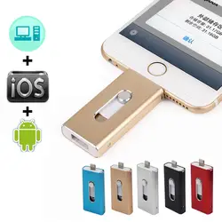 OTG USB флэш-накопитель USB 3,0 для iPhone/iPad/IOS/Android/PC 128 Гб 64 ГБ 32 ГБ 16 ГБ 8 ГБ флеш-накопитель 3 в 1 высокоскоростной флешка