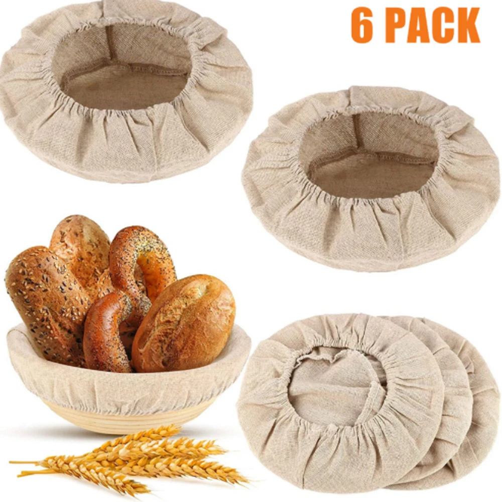 6PCS Bread Fermentation Basket Cloth Cover Set Lined Reusable Bread Fermentation Basket Cloth