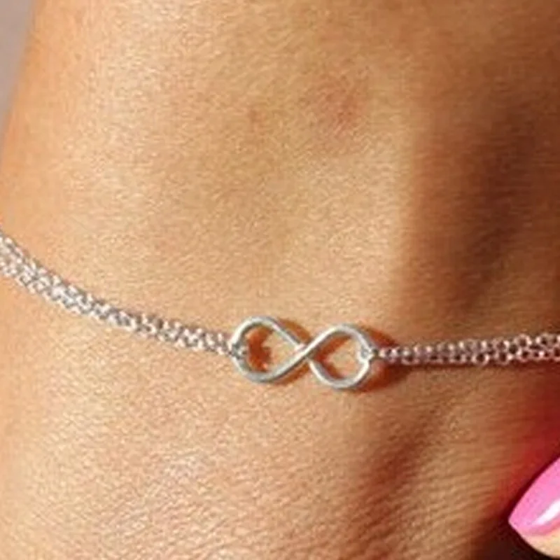 

Europe And America New Style Foot Ornaments Lucky with Numbers 8-Word Double Layer Simple Anklet K033