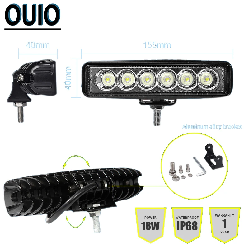 Световая балка для внедорожника Светодиодная панель с точечным лучом 6 дюймов 18