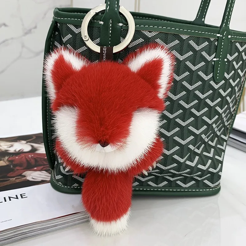 

2019 New Luxury Imported Mink Fur Fox Accessories Metal Claw Fox Bag Accessories Fur Key Chain Winter Girl Fashion Bag Pendant