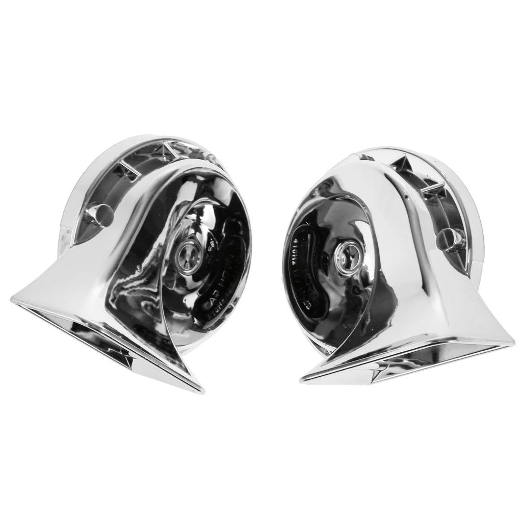 2 Pieces 4A Car Electric Tone Horn Dual-tone Snail Horn Universal Fit Silver