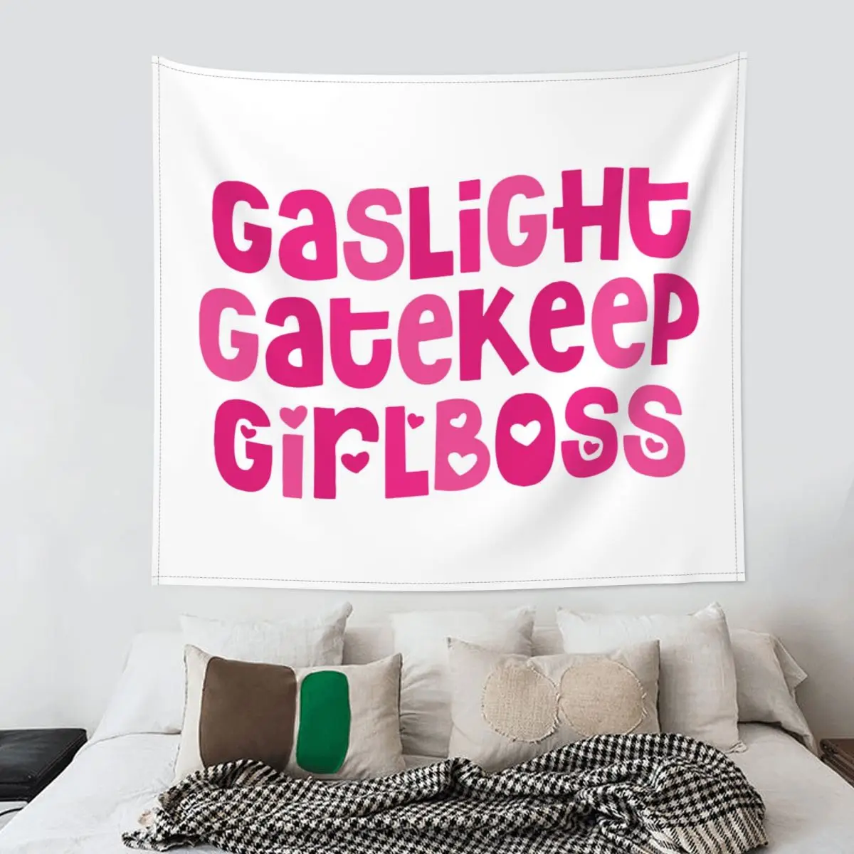 

Гобелен Gaslight Gatekeep Girlboss, ткань в стиле хиппи, настенная подвесная розовая комната, декоративный коврик для йоги Ретро гобелены