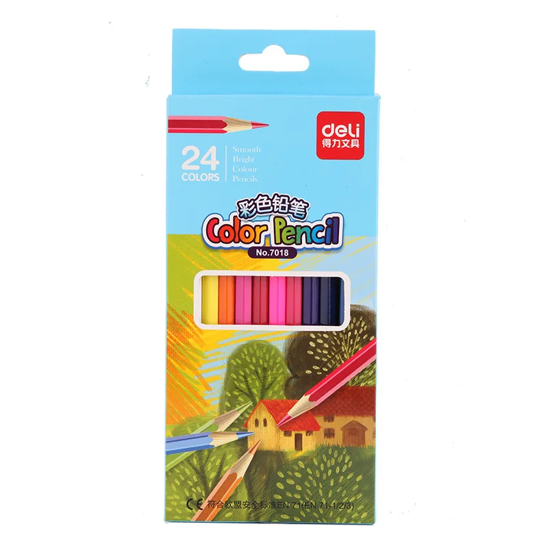 

Deli 7018 Colored Pencil Wooden Pencil Children Students Mapping/24 Color/Box