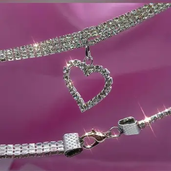 

Punk Heart Shining Crystal Hollow Out Metal Pendant Necklace For Women Girl Harajuku Chic 90s Choker Necklace Trendy Jewelry New
