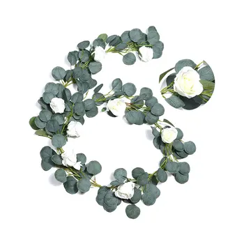 

Artificial Eucalyptus Garland Silk Rose Flowerr Greenery Eucalyptus Leaves Wreath for Wedding Party Wall Hanging Decoration