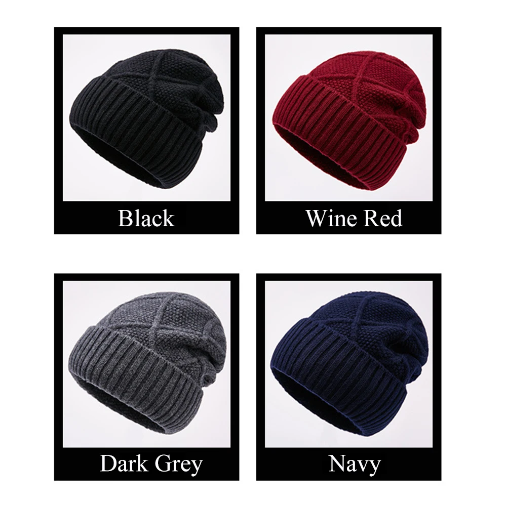 100% Australian Wool Winter Men Knit Slouchy Beanie Hat Cashmere Skullies Hats For Women Caps