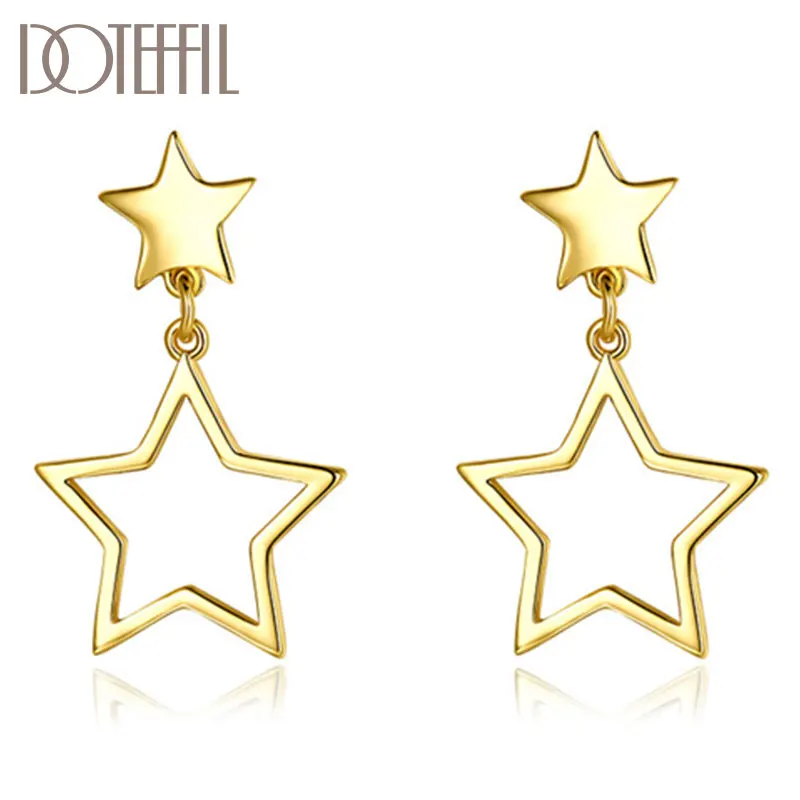 

DOTEFFIL 925 Sterling Silver Rose Gold/18K Gold Romantic Star Earring For Woman Fashion Wedding Party Gift Jewelry