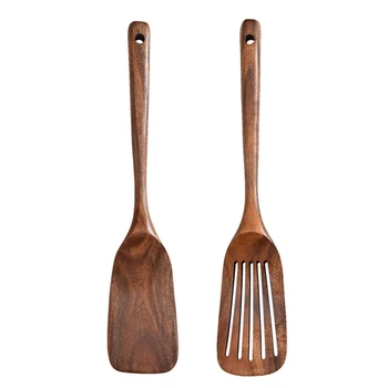 

Natural Wooden Cooking Shovel Spatula Turner Kitchen Utensil Tools Non-stick Long Handle Cookware