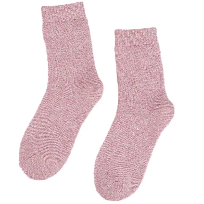 Женские зимние толстые хлопковые носки средней длины, однотонные теплые модные женские носки