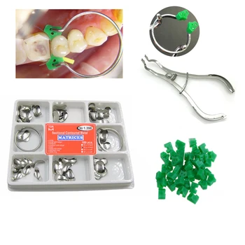

100pcs Dental Matrix Sectional Contoured Matrices +40 Pcs Silicone Add-On Wedges Matrix Ring