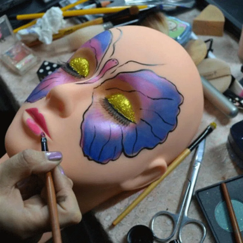 

Silicone Training Mannequin Flat Head Makeup Practice Eyelash Lashes Extension