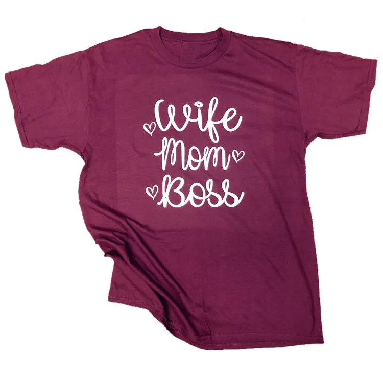 

Women S-XL Letter Printed Casual Oversize T-Shirt Plus Size Top Tee Short Sleeve Wife Mom Heart T-Shirt