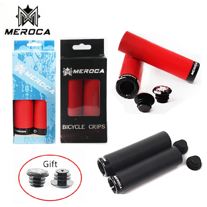 

MEROCA Silicone Handlebar Grips MTB 1 Pair Bicycle Lockable 22.2mm Grip Mountain Bike Grips Black Red High Quality Superlight