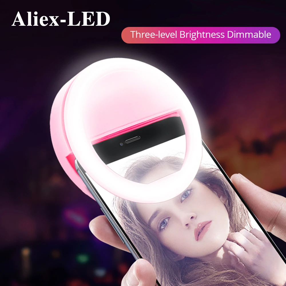 Novelty Selfie Ring Light LED Fill Lamp for Phone Camera Portable Lighting ClipOn Lamps Women Girl N