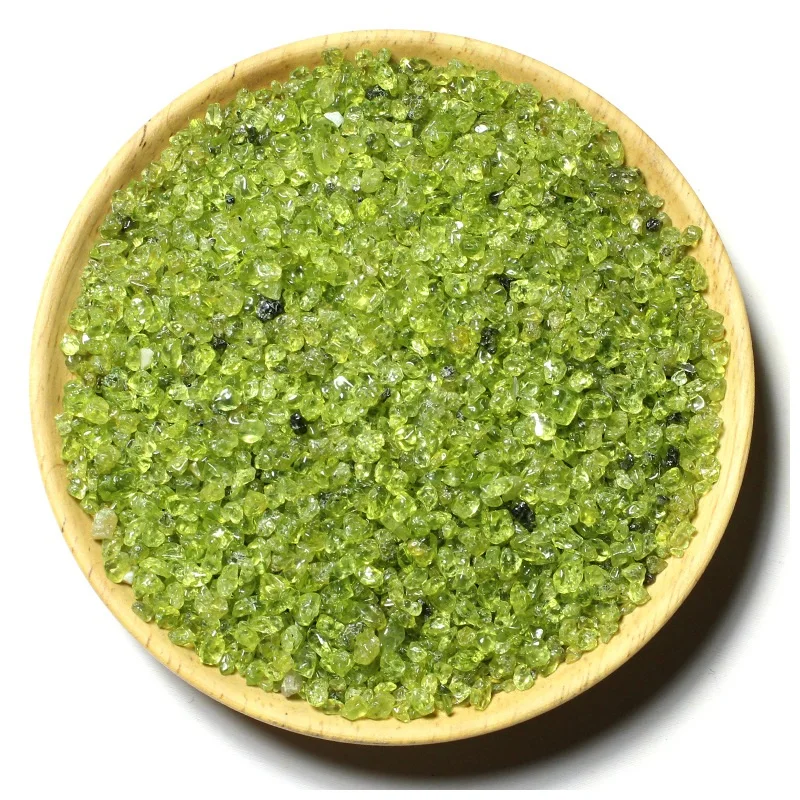 about 3-5mm Natural olivine gravel green small stone olivine raw stone decoration material