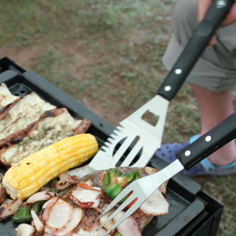 15.25inch 39cm BBQ Fork Stainless Steel Meat Food Forks Long Handle Comfort Grip Barbecue Grilling Fork Kitchen Utensil