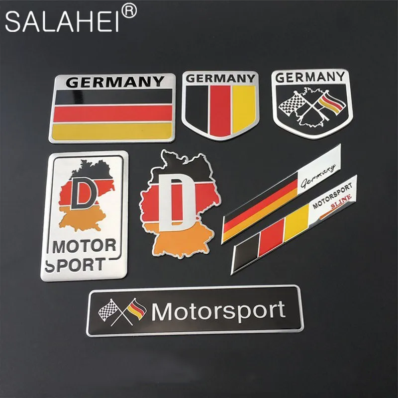 

3D Metal Germany German Flag Badge Emblem Deutsch Car Sticker Decal Grille Bumper Window Body Decoration for Benz VW Audi Style