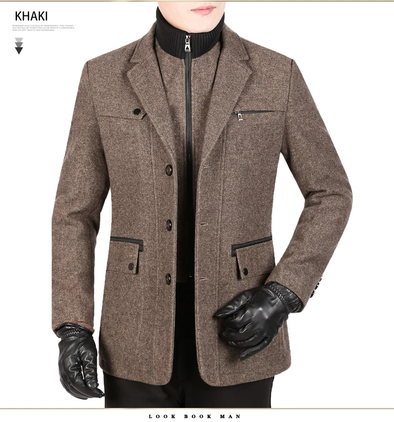 Шерстяное мужское Пальто, зимнее кашемировое мужское Пальто, мужское короткое Пальто, шерстяное теплое
