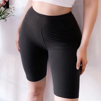 

Newly Women Above Knee Length Elastic Solid Color Running Fitness Girl Casual Shorts Plus Size XL