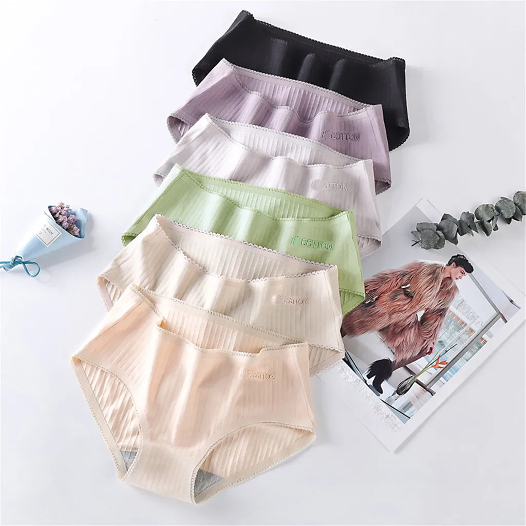 

New Thread Women Cotton Panties Waist Sexy Seamless Underwear Women 100% Antibacterial Briefs Soft Sexo Solid Color Tanga F1