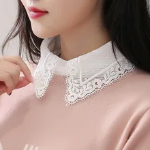 2020 Lace Fake Collar Women Lapel Button Down Detachable White Lapel Half Shirt False Collars Girls Removable Decor Nep Kraagie
