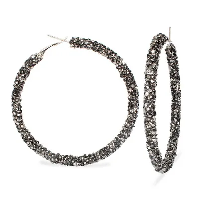 SUKI дизайн модный очаровательный австрийский хрусталь серьги-кольца геометрические круглые блестящие стразы большие серьги ювелирные изделия для женщин - Окраска металла: Black