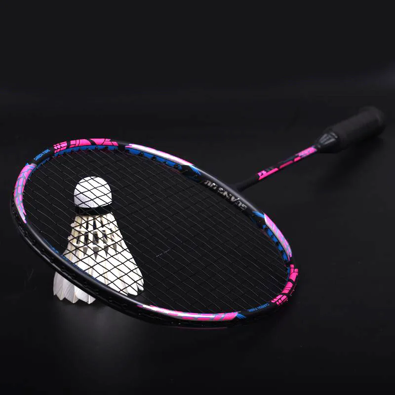 4U ракетка для бадминтона, полностью углеродистая G5, Ультралегкая Высококачественная ракетка для бадминтона, 28 фунтов, Спортивная тренировочная ракетка с сумкой - Color: Pink black
