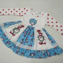 Эксклюзивное платье в горошек с длинными рукавами и рисунком для девочек