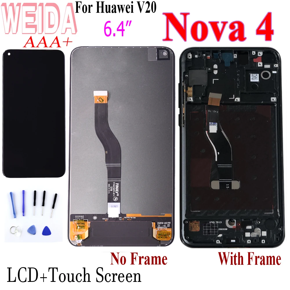 

WEIDA 6.4" LCD For Huawei Honor V20 LCD Display Touch Screen Replacement For Huawei Nova 4 LCD View 20 PCT-L29 replacement