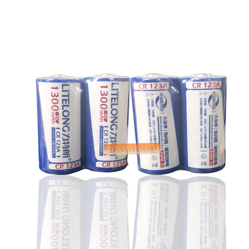 Бесплатная доставка litelong 4 шт. CR123A литиевая аккумуляторная батарея 3 В cr17335 литиевая батарея камеры 16340 1300 мАч
