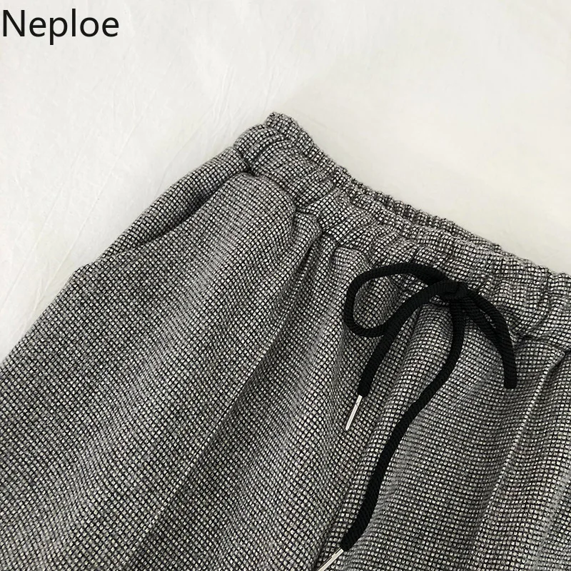 Neploe, корейские, Осенние, зимние, тонкие, среднего возраста, для женщин, теплые, вельветовые, с эластичной талией, повседневные, прямые брюки, женские брюки, одежда 47969