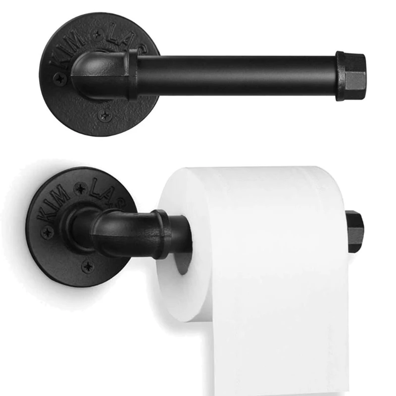 

Rustic Industrial Pipe Toilet Paper Holder Heavy Duty Industrial Pipe Style Toilet Paper Holder Vintage Wall Mounted Kit