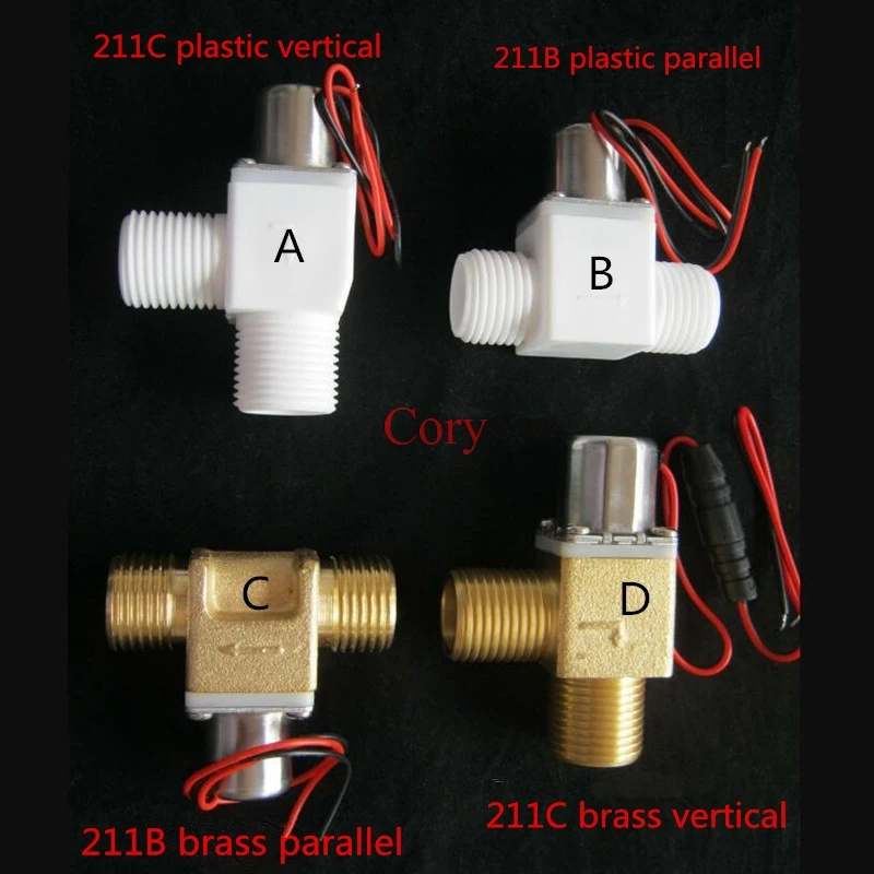 

1PC G1/2"BSP Male Thread Single Way Water Inlet Induction sanitary ware bistable water control pulse solenoid valve DC 3.6-4.5V