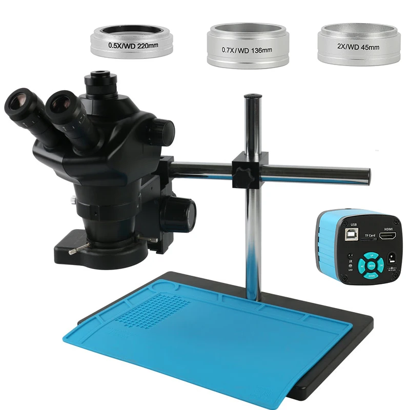 

Simul Focal 4X-100X Continuous Zoom Trinocular Microscope 48MP 4K HDMI USB Video Camera For PCB Solder Repair Inspection