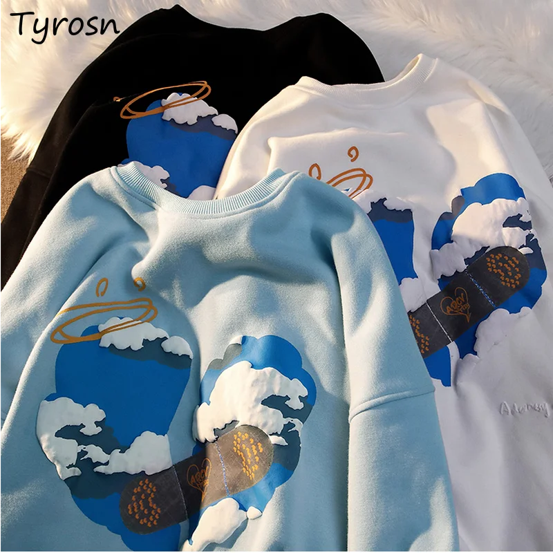 

Women Hoodies O-neck Print M-3XL Design Sweet Girls Thickening Casual Tender Loose Ulzzang Sweatshirts Slouchy Bf Ins Students