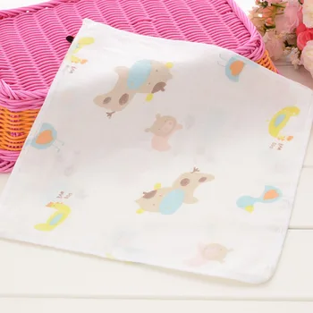 

4 Pcs/lot 25*25cm Baby Face Towel High Density 100% Cotton Gauze Cartoon Baby Stuff Square Hand Towel Toalha Infantil