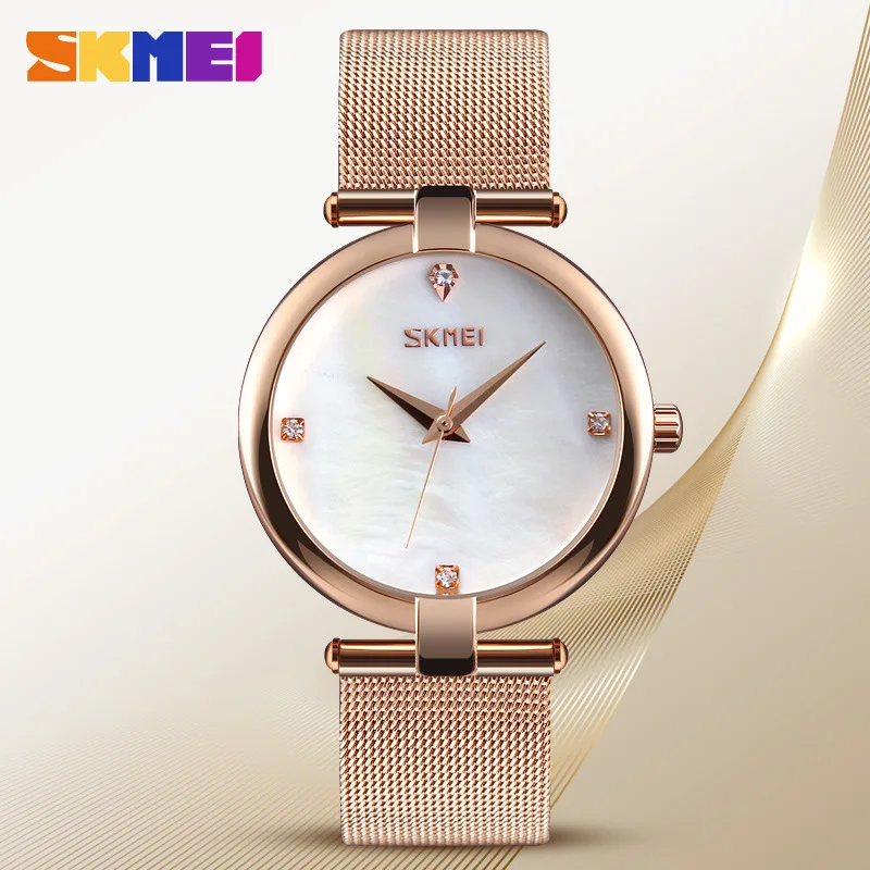 

Skmei Europe And America Hot Selling Trend Ladies' Watch Simple Elegant Bay Surface Mesh Belt Students Quartz Watch