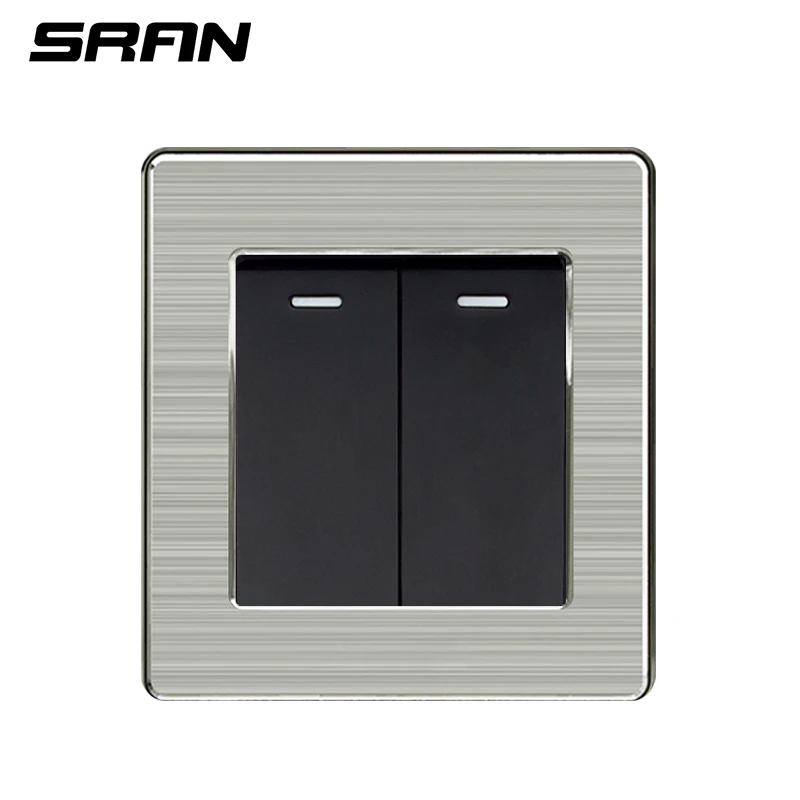 SRAN 86 панель из нержавеющей стали настенный светильник переключатель 2 банды 1/2/3 семейная твердая упаковка вилла - Цвет: Black A2