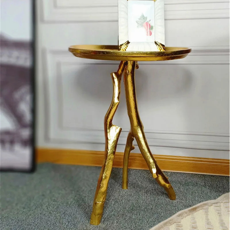 golden color european style twig side table coffee corner for living room | Мебель
